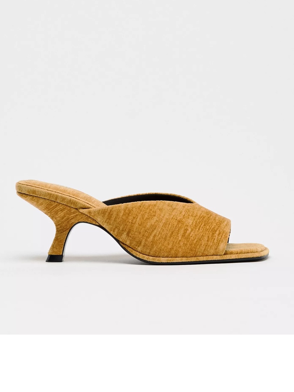 Zara Camel Tan Open-Toe Slip-On Mule Heels